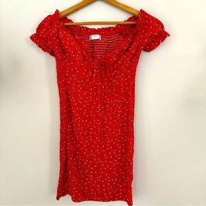 Hello Molly Red Blossom Babydoll smocked Dress Size Medium